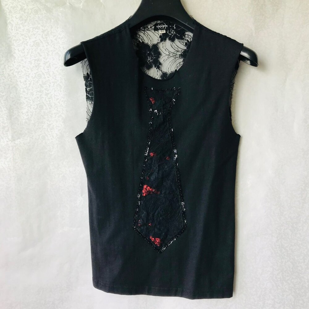 Toupy Women’s  Sleeveless Race Flower Back  95% Cotton  T-1  Size: S